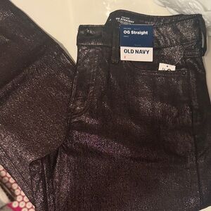Old Navy Women's Shimmering Black Straight Leg Jeans